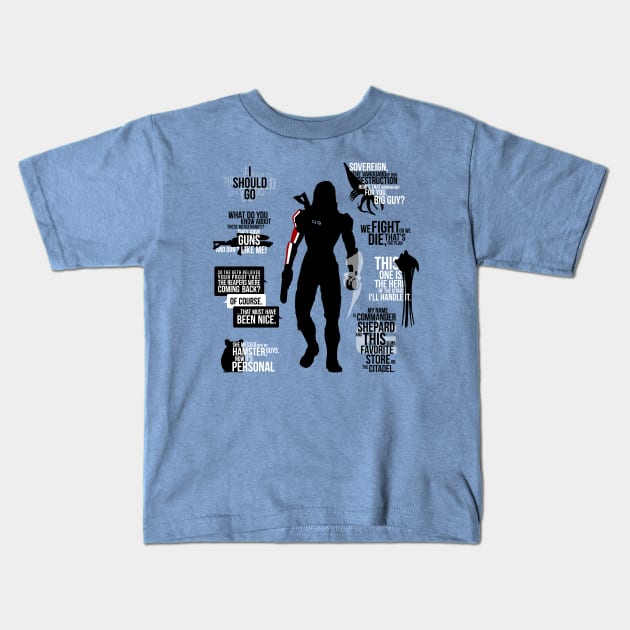 Mass Effect: Commander Shephard Kids T-Shirt by firlachiel